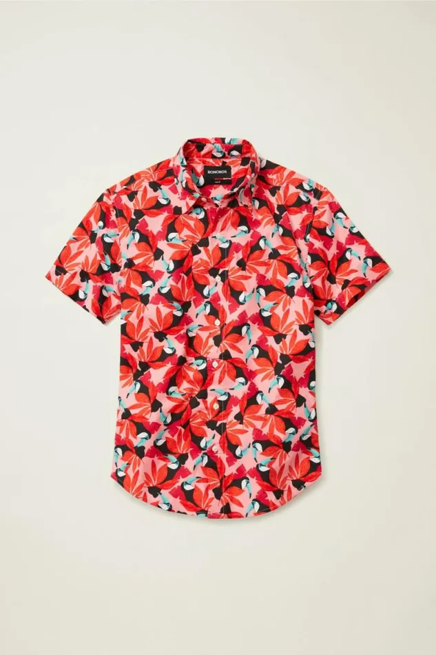 Men Riviera Short Sleeve Shirt Toot Toot Toucan Red Bonobos Short Sleeve Shirts