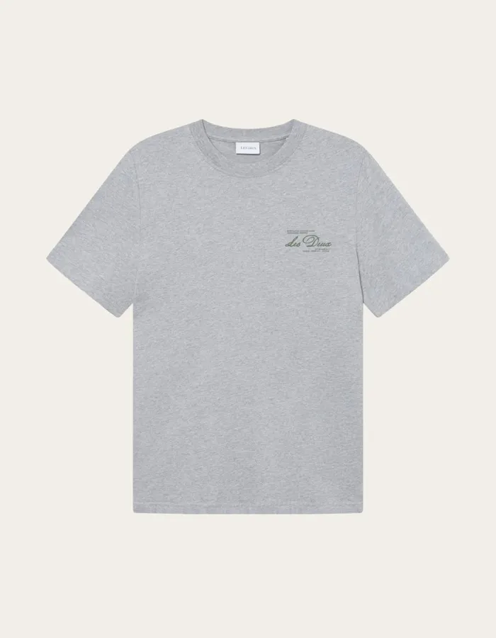 Men Scandinavian TShirt 8211 Light Grey MelangeChive Green Les Deux Tshirts