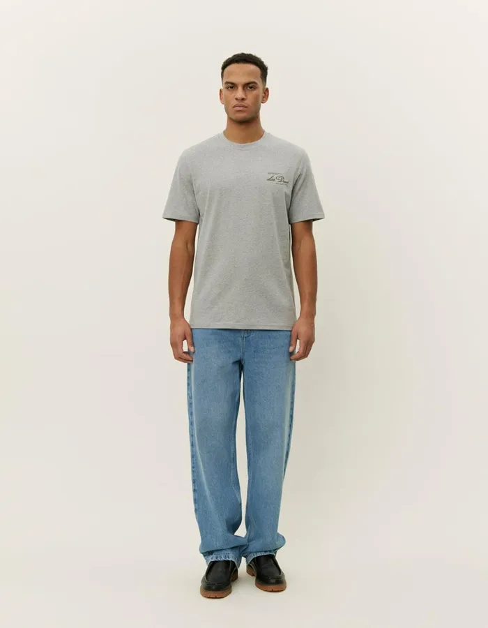 Men Scandinavian TShirt 8211 Light Grey MelangeChive Green Les Deux Tshirts