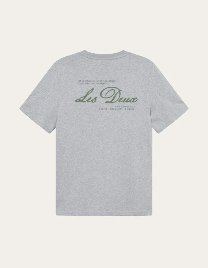 Men Scandinavian TShirt 8211 Light Grey MelangeChive Green Les Deux Tshirts