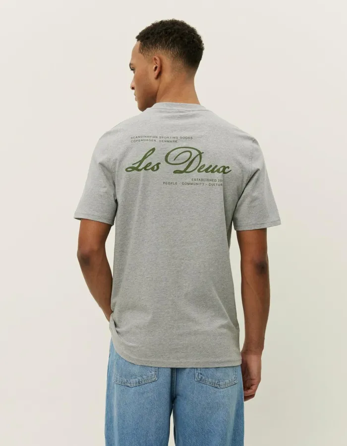 Men Scandinavian TShirt 8211 Light Grey MelangeChive Green Les Deux Tshirts