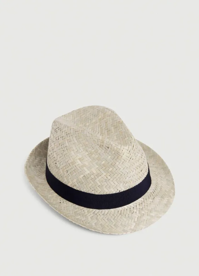 Men Scarves and Caps Hackett London Straw Trilby Hat Canvas White