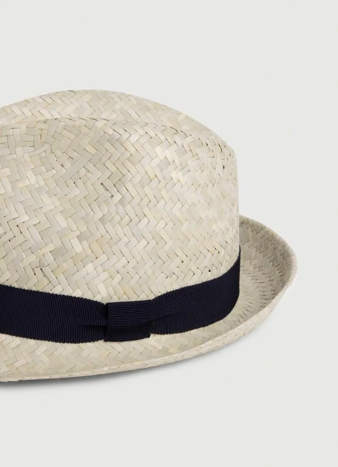 Men Scarves and Caps Hackett London Straw Trilby Hat Canvas White