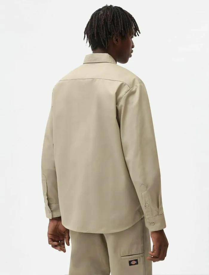 Men Shirts Dickies Long Sleeve Work Shirt Khaki