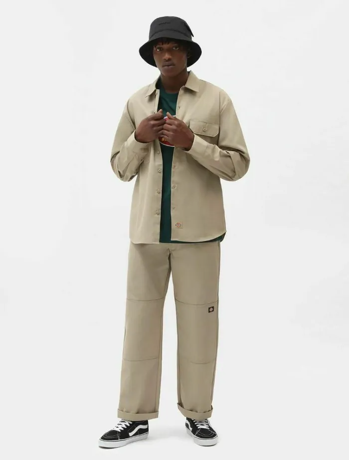 Men Shirts Dickies Long Sleeve Work Shirt Khaki
