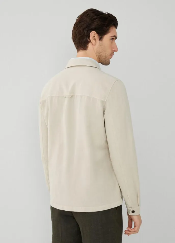 Men Shirts Hackett London Front Pockets Overshirt Beige