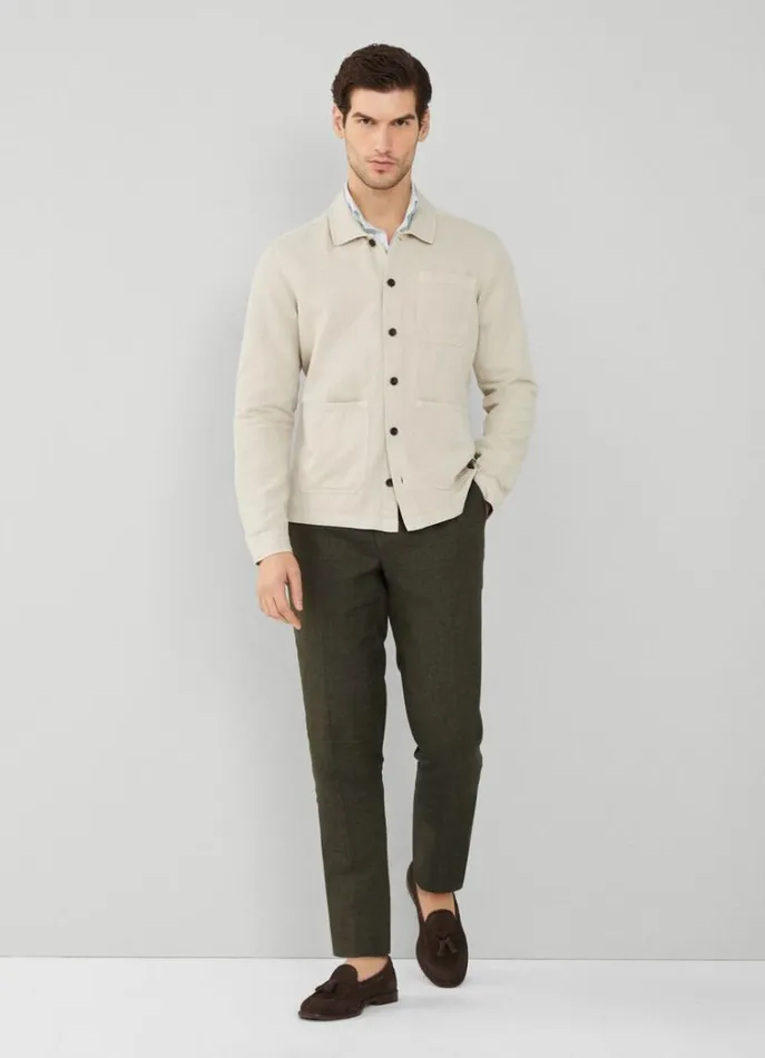 Men Shirts Hackett London Front Pockets Overshirt Beige