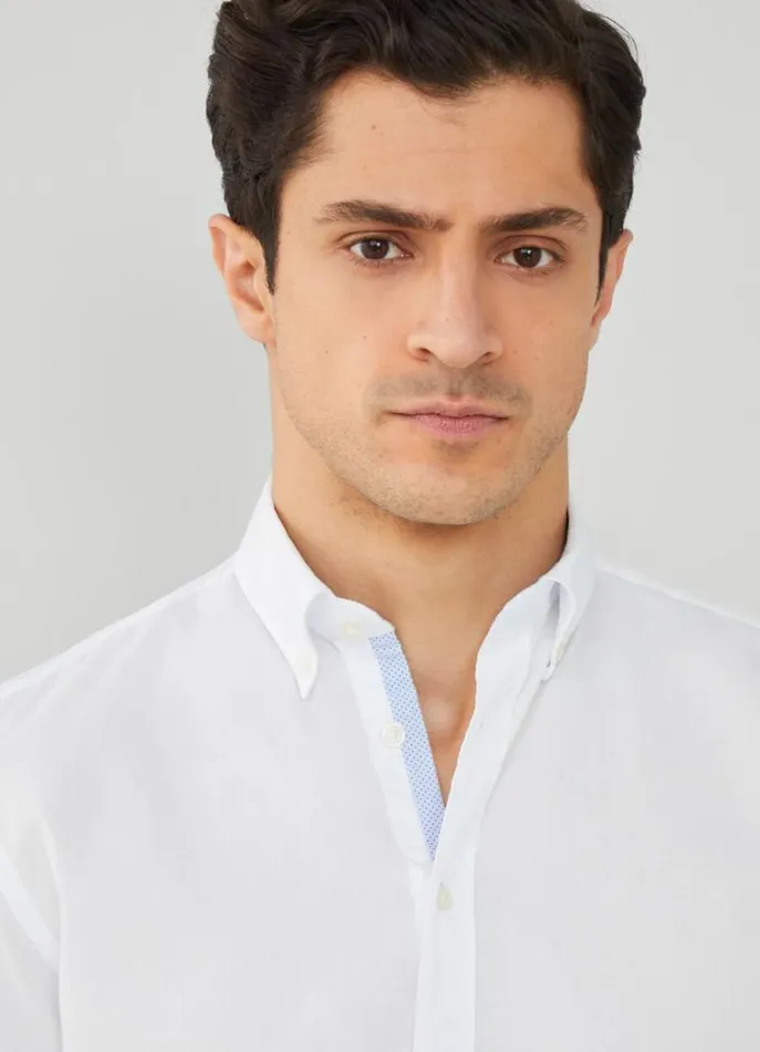 Men Shirts Hackett London Plain Colour Slim Fit Shirt White