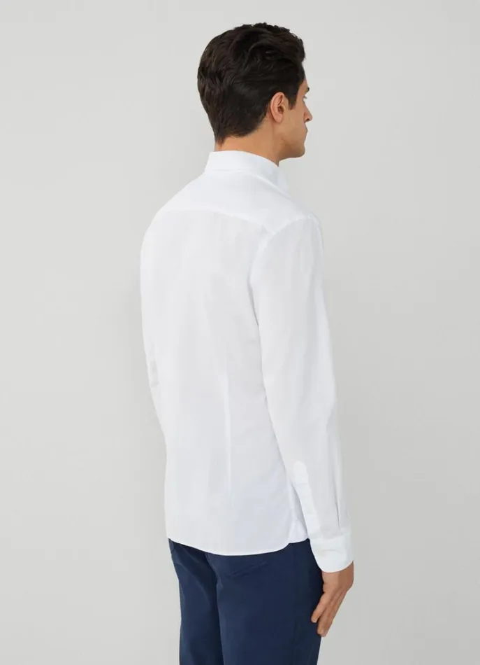 Men Shirts Hackett London Plain Colour Slim Fit Shirt White