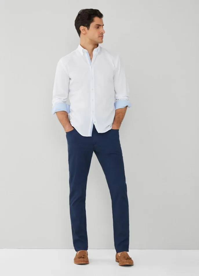 Men Shirts Hackett London Plain Colour Slim Fit Shirt White