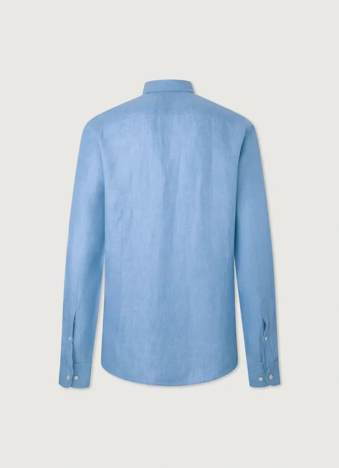 Men Shirts Hackett London Slim Fit Herringbone Shirt Chambray Blue