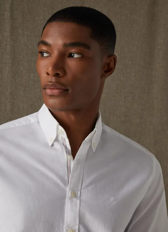Men Shirts Hackett London SlimFit Oxford Shirt Whitepink