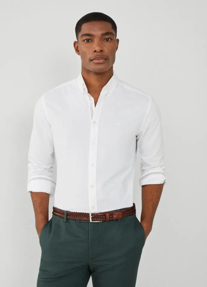 Men Shirts Hackett London SlimFit Oxford Shirt Whitepink