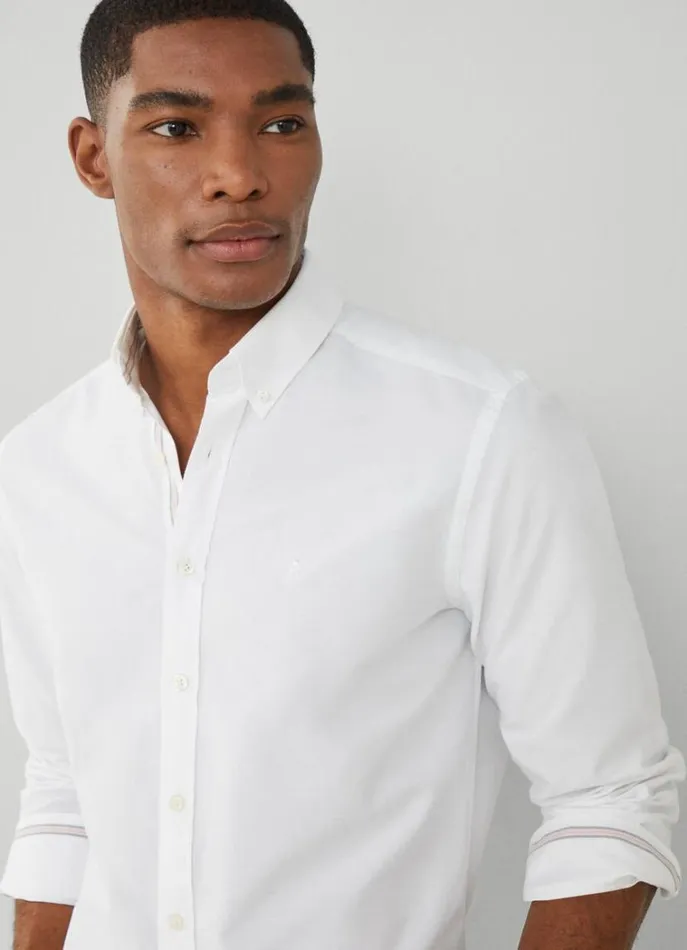 Men Shirts Hackett London SlimFit Oxford Shirt Whitepink
