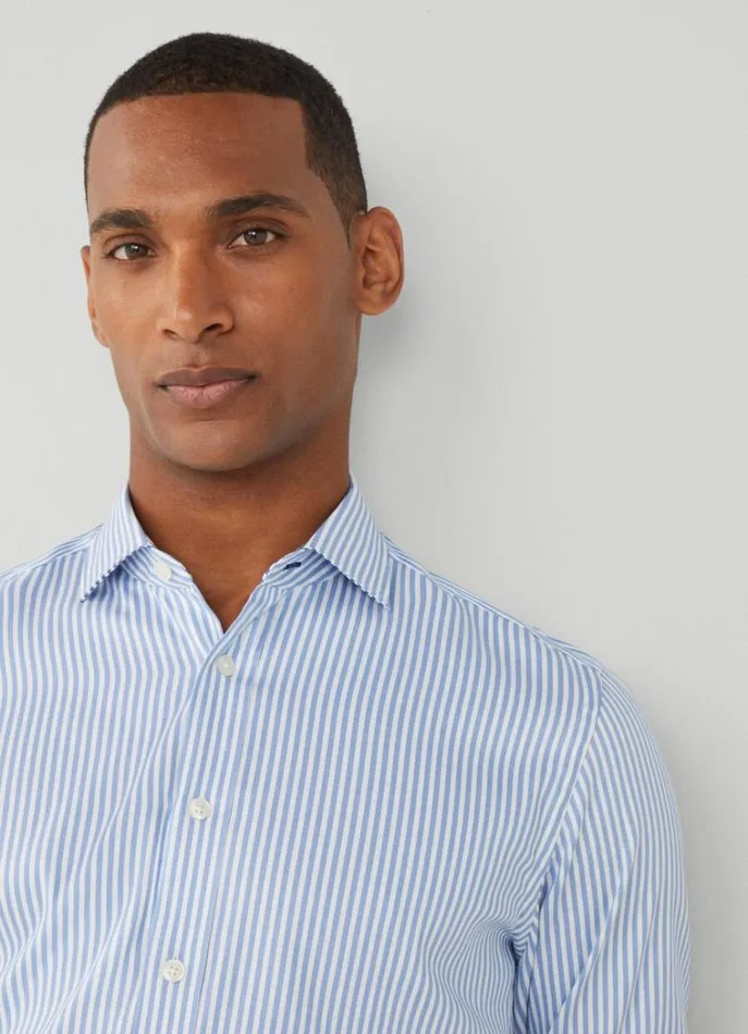 Men Shirts Hackett London Slim Fit Striped Shirt Bluenavy