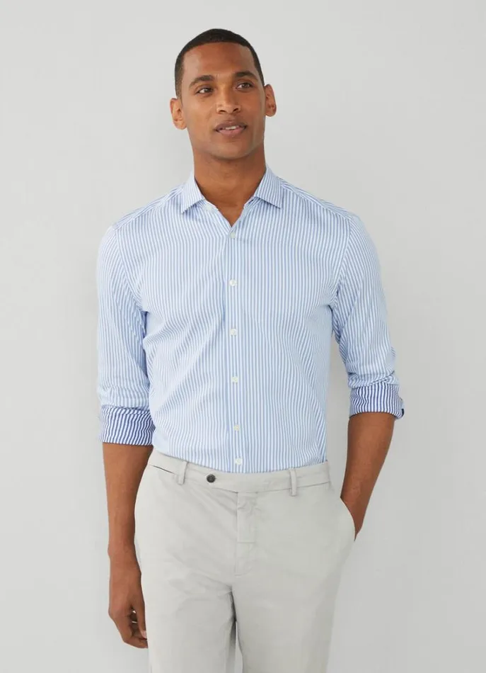 Men Shirts Hackett London Slim Fit Striped Shirt Bluenavy
