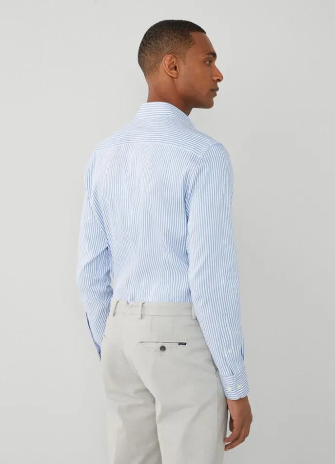 Men Shirts Hackett London Slim Fit Striped Shirt Bluenavy