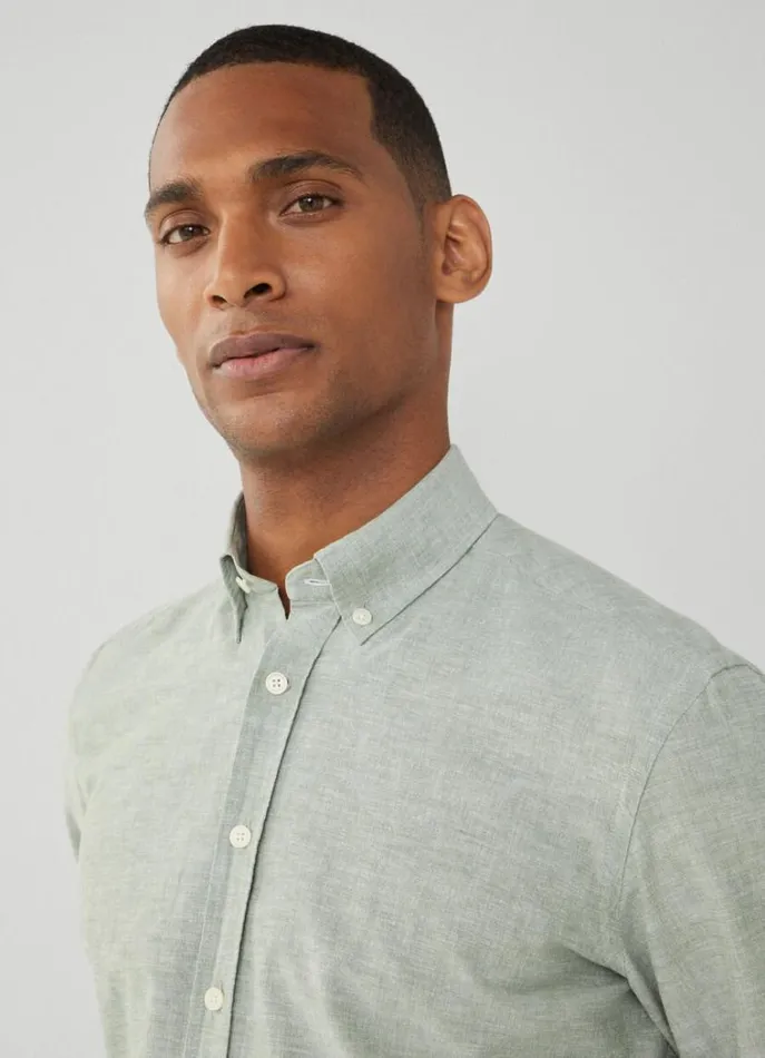 Men Shirts Hackett London Slim Fit Textured Shirt Green