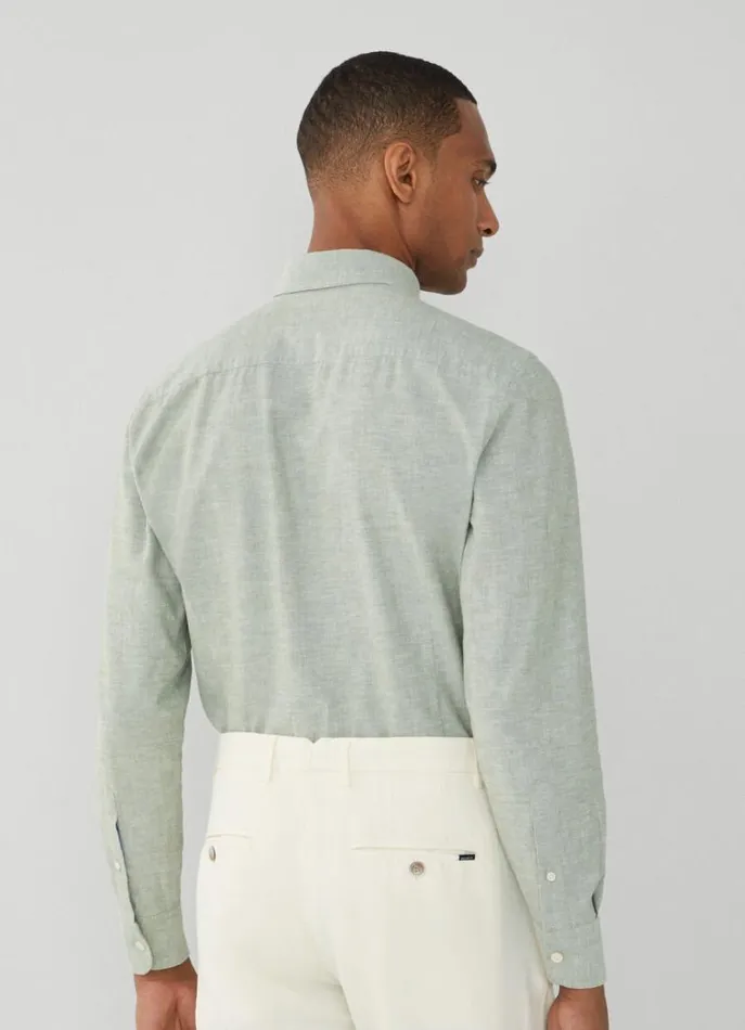 Men Shirts Hackett London Slim Fit Textured Shirt Green
