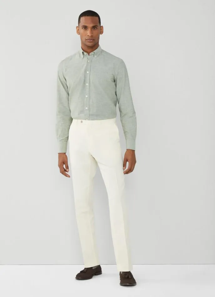 Men Shirts Hackett London Slim Fit Textured Shirt Green