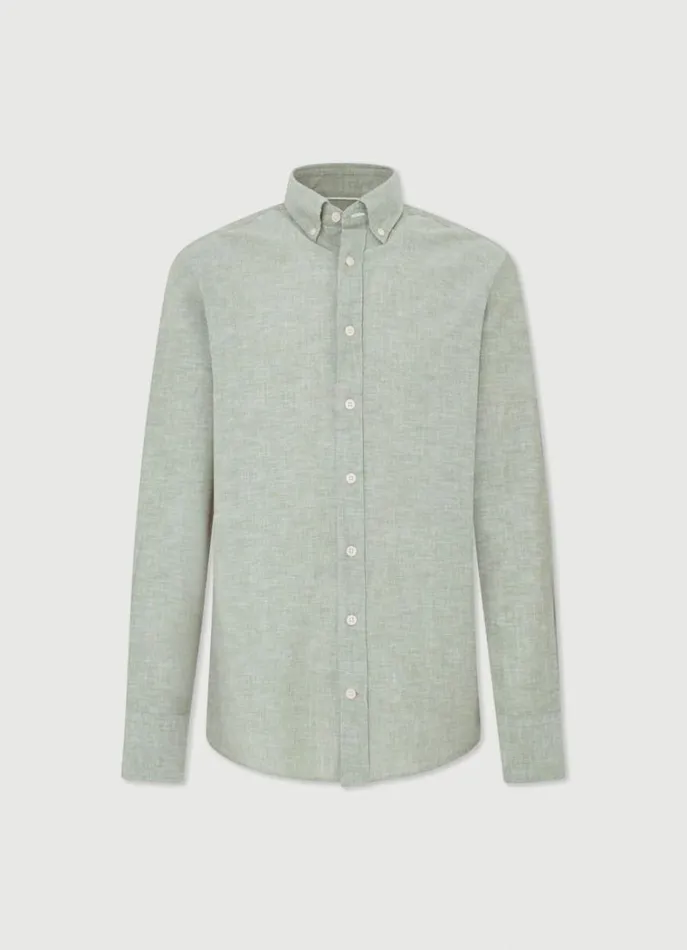 Men Shirts Hackett London Slim Fit Textured Shirt Green