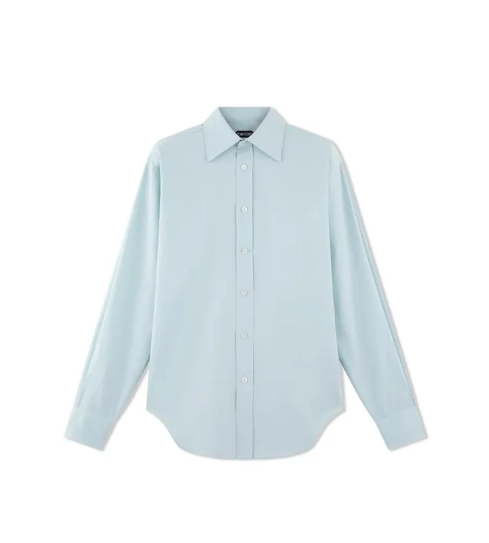 Men Shirts Tom Ford Cotton Silk Poplin Slim Fit Shirt Seafoam