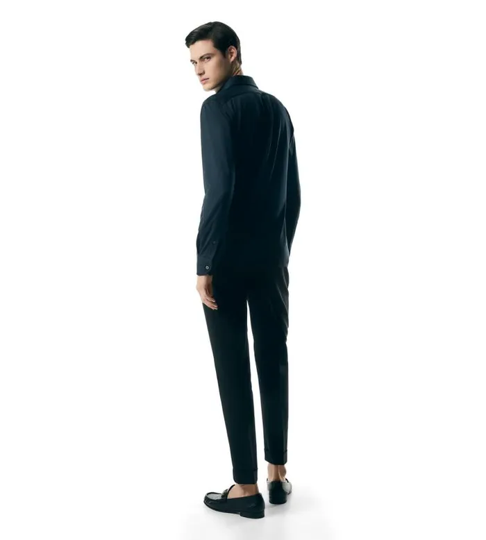 Men Shirts Tom Ford Silk Cotton Blend Shirt Navy Men Shirts Tom Ford Silk Cotton Blend Shirt Navy
