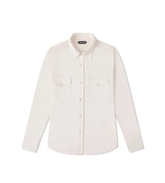 Men Shirts Tom Ford Silk Cotton Blend Shirt White