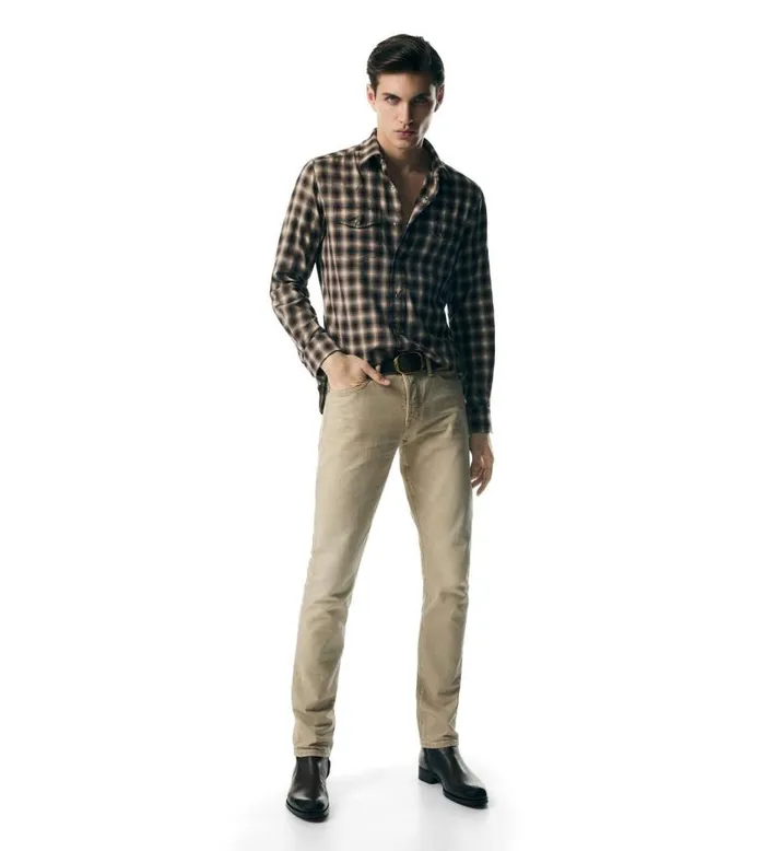 Men Shirts Tom Ford Western Check Shirt Combo Brown Men Shirts Tom Ford Western Check Shirt Combo Brown