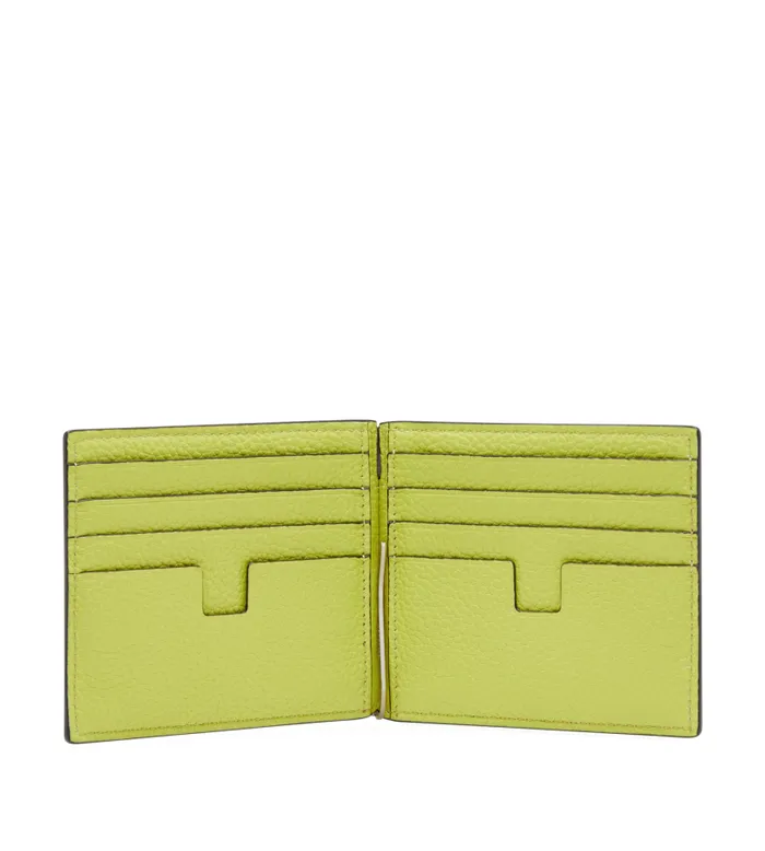 Men Small Leather Goods Tom Ford Grain Leather Money Clip Wallet Black Lime Men Small Leather Goods Tom Ford Grain Leather Money Clip Wallet Black Lime