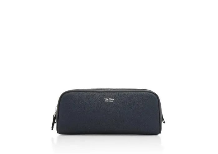Men Small Leather Goods Tom Ford Grain Leather Wash Bag Midnight Blue