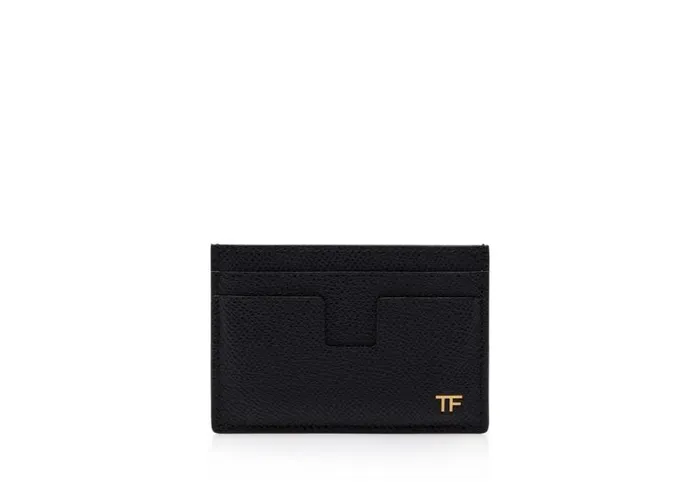 Men Small Leather Goods Tom Ford Small Grain Leather Cardholder Black