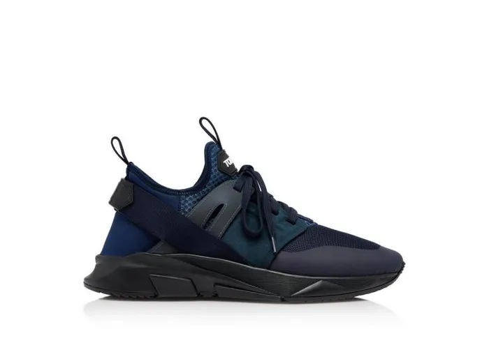 Men Sneakers Tom Ford Neoprene Suede Jago Sneaker Midnight Blue Black