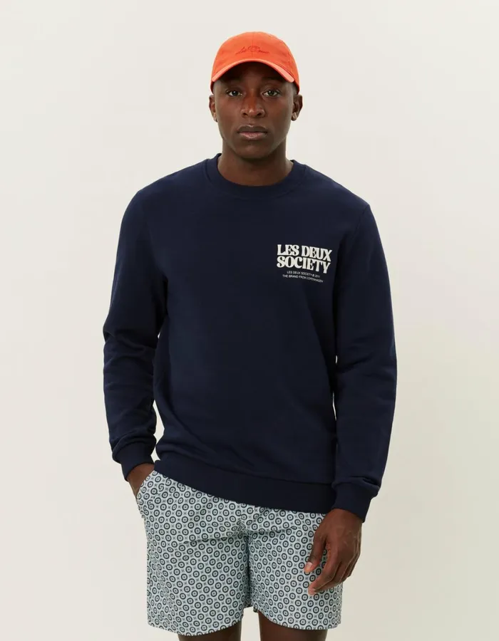 Men Society Sweatshirt 8211 Dark NavyIvory Les Deux HoodiesSweatshirts