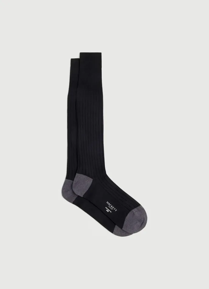 Men Socks and Underwear Hackett London Extra Long Cotton Socks Black