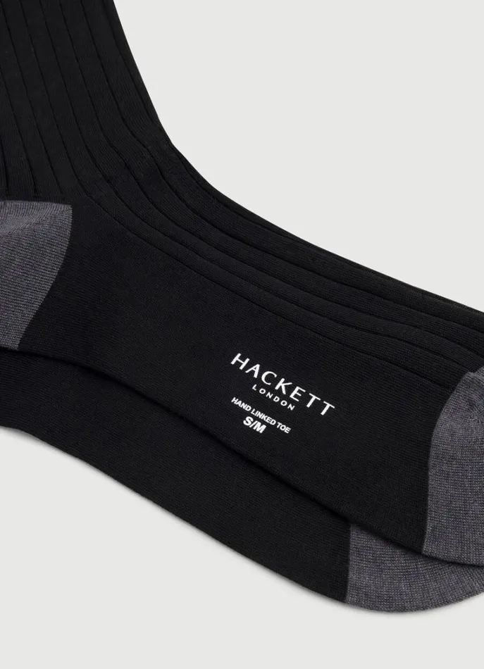 Men Socks and Underwear Hackett London Extra Long Cotton Socks Black