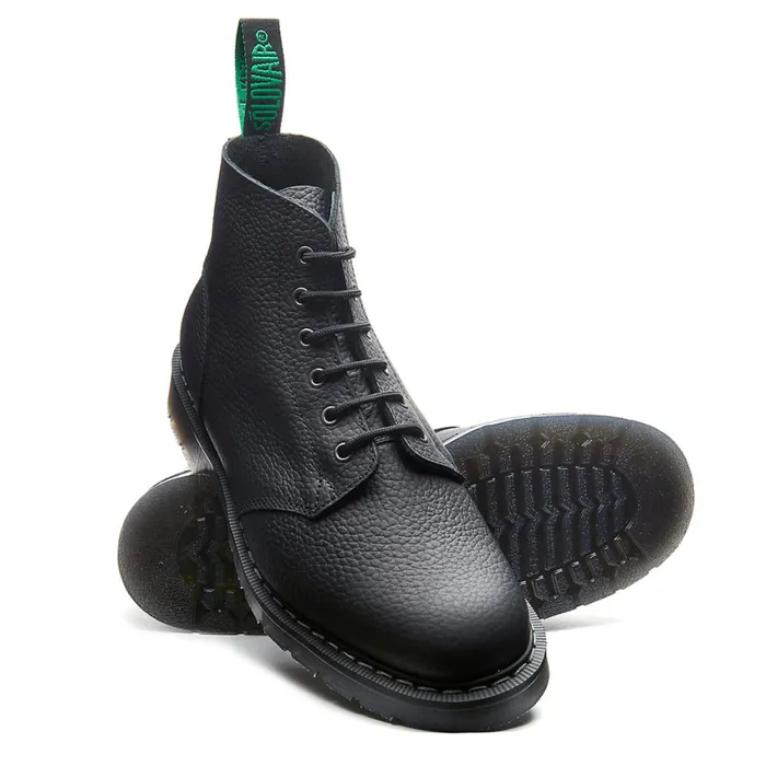 Men Solovair Astronaut Boots Black Greasy Grain 6 Eye Astronaut Boot