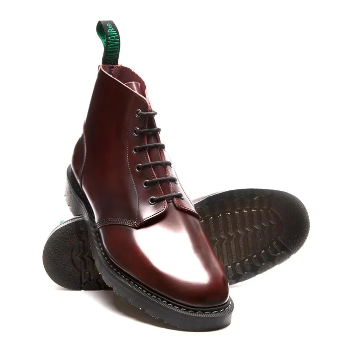 Men Solovair Astronaut Boots Burgundy RubOff 6 Eye Astronaut Boot
