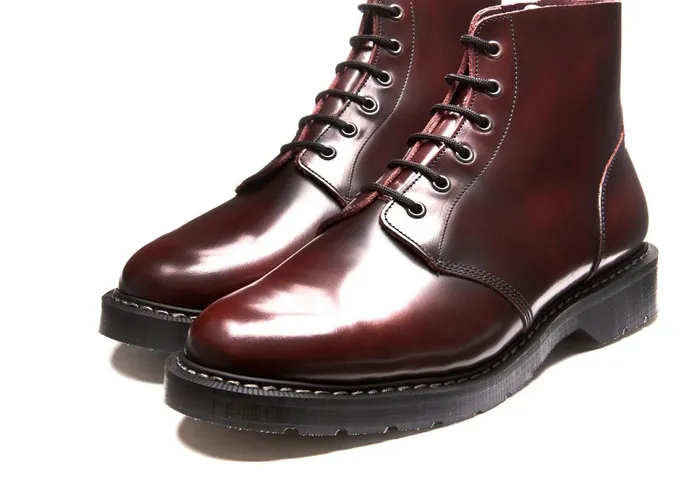Men Solovair Astronaut Boots Burgundy RubOff 6 Eye Astronaut Boot
