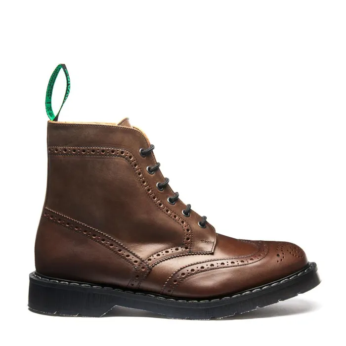 Men Solovair Brogue Boots Gaucho Crazy Horse 6 Eye Brogue Boot