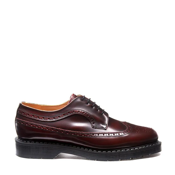 Men Solovair Brogue Shoes Burgundy RubOff American Brogue Shoe