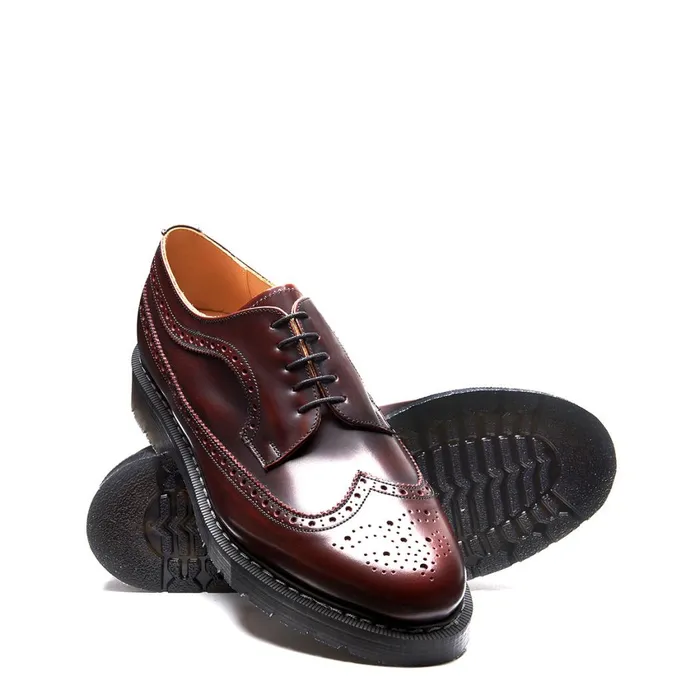 Men Solovair Brogue Shoes Burgundy RubOff American Brogue Shoe