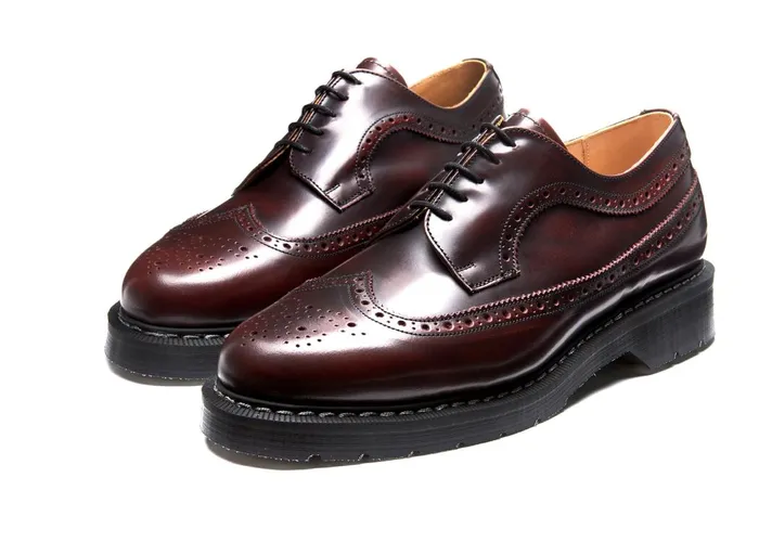 Men Solovair Brogue Shoes Burgundy RubOff American Brogue Shoe