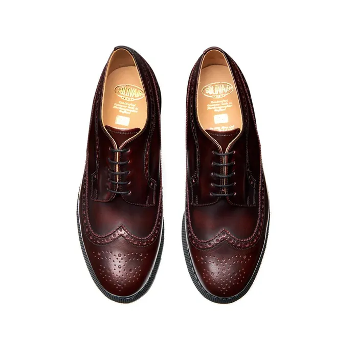 Men Solovair Brogue Shoes Burgundy RubOff American Brogue Shoe