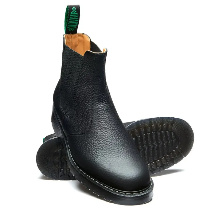 Men Solovair Chelsea Boots Black Greasy Grain Dealer Boot