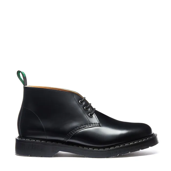 Men Solovair Chukka Boots Black HiShine 3 Eye Chukka Boot