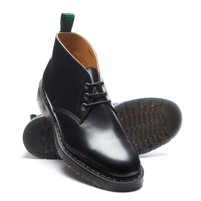 Men Solovair Chukka Boots Black HiShine 3 Eye Chukka Boot