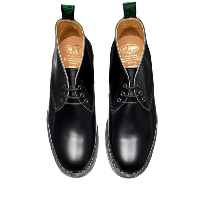 Men Solovair Chukka Boots Black HiShine 3 Eye Chukka Boot