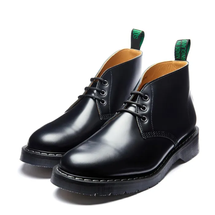 Men Solovair Chukka Boots Black HiShine 3 Eye Chukka Boot