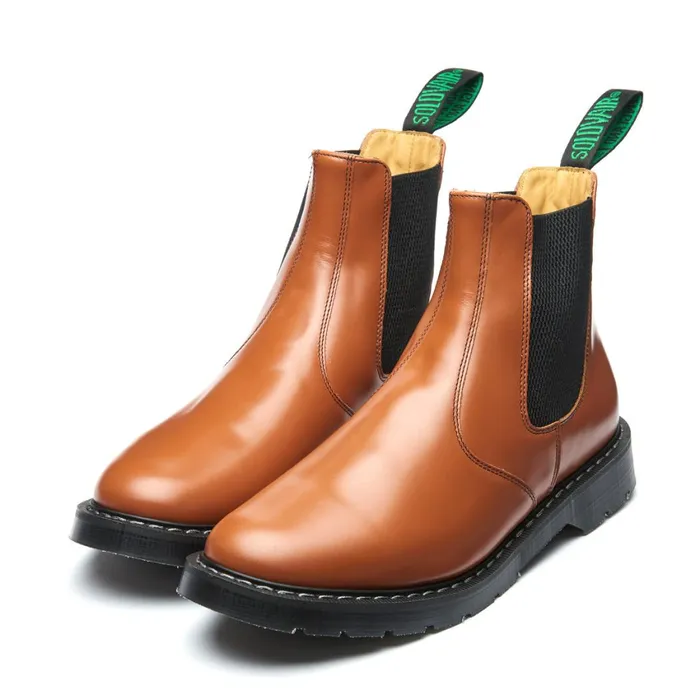 Men Solovair Dealer Boots Tan HiShine Dealer Boot